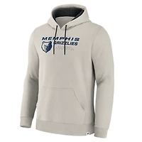 Men's Fanatics Off White Memphis Grizzlies Crossover Collection Blocked Shot Premium Pullover Hoodie
