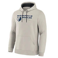 Men's Fanatics Off White Memphis Grizzlies Crossover Collection Blocked Shot Premium Pullover Hoodie