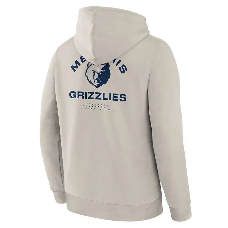 Men's Fanatics Off White Memphis Grizzlies Crossover Collection Blocked Shot Premium Pullover Hoodie