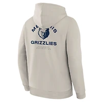 Men's Fanatics Off White Memphis Grizzlies Crossover Collection Blocked Shot Premium Pullover Hoodie