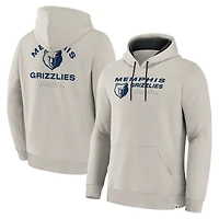 Men's Fanatics Off White Memphis Grizzlies Crossover Collection Blocked Shot Premium Pullover Hoodie