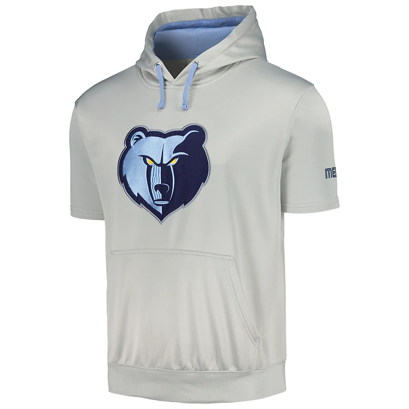 Men's Fanatics Silver/Light Blue Memphis Grizzlies Short Sleeve Pullover Hoodie