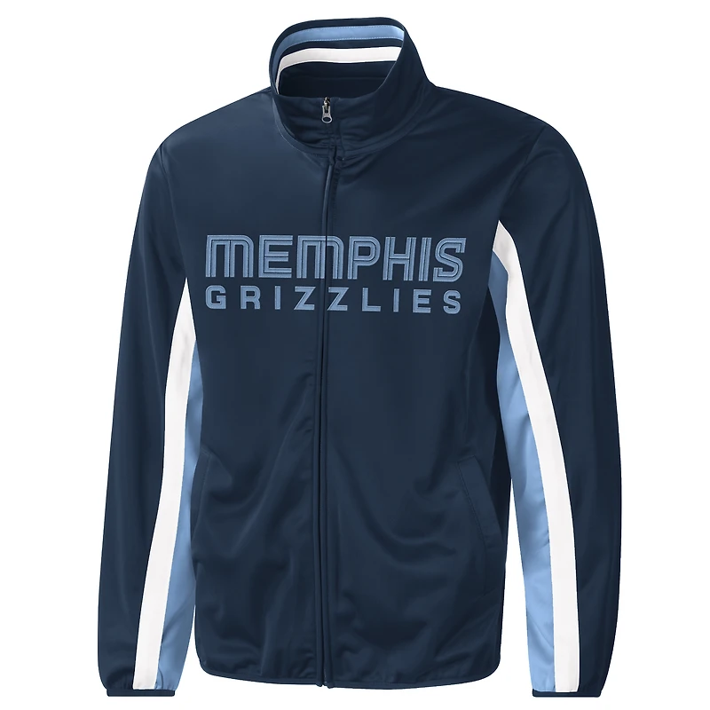 Veste de survêtement entièrement zippée pour homme G-III Sports by Carl Banks Navy Memphis Grizzlies Contender Wordmark