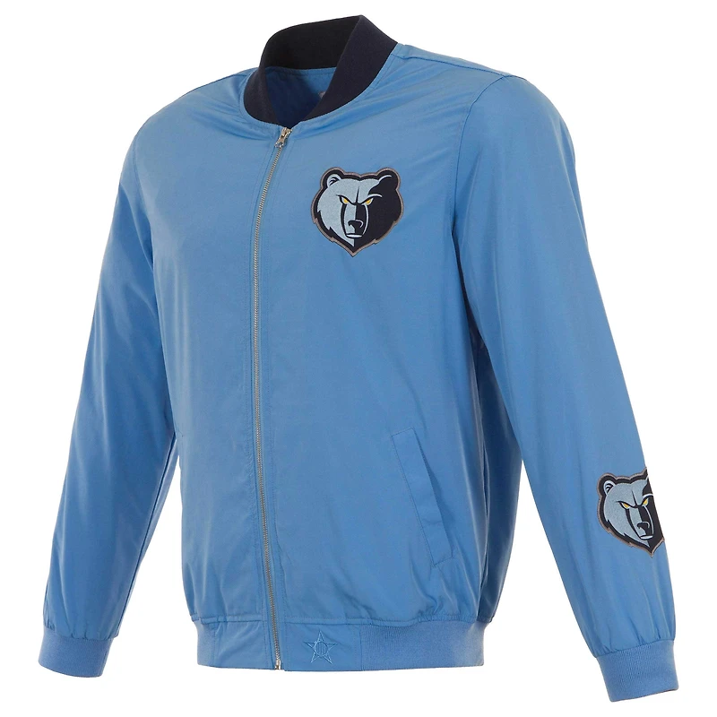 Men's JH Design  Light Blue Memphis Grizzlies Full-Zip Bomber Jacket