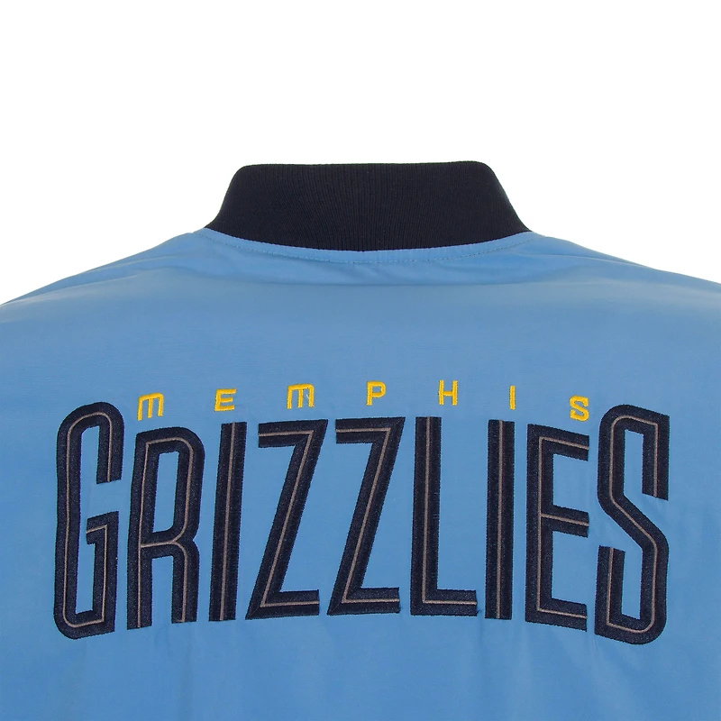 Blouson aviateur entièrement zippé bleu clair Memphis Grizzlies de JH Design pour homme