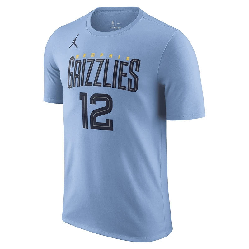 Men's Jordan Brand Ja Morant Light Blue Memphis Grizzlies 2022/23 Statement Edition Name & Number T-Shirt