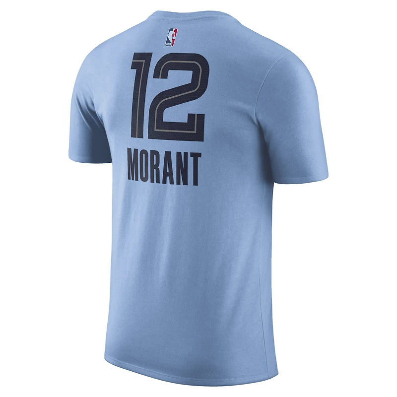 T-shirt avec nom et numéro Jordan Brand Ja Morant pour Homme, bleu clair, Memphis Grizzlies 2022/23 Statement Edition