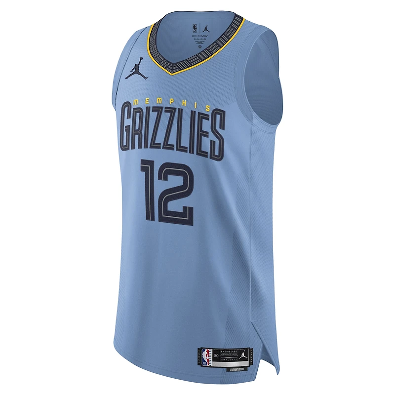 Maillot de joueur authentique Jordan Brand Ja Morant bleu clair Memphis Grizzlies pour hommes - Édition Statement
