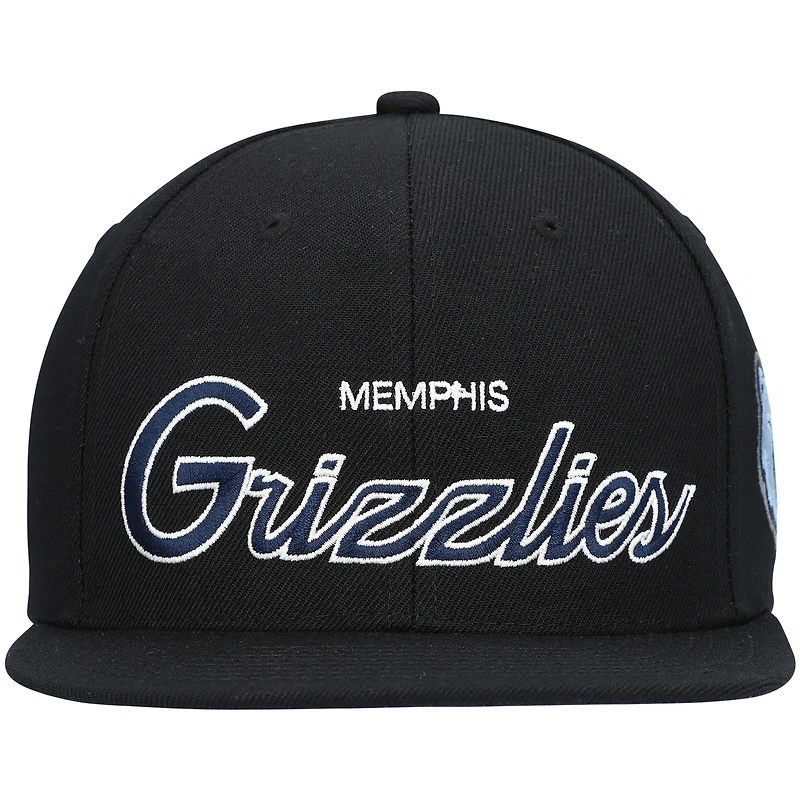 Men's Mitchell & Ness Black Memphis Grizzlies Hardwood Classics Script 2.0 Snapback Hat