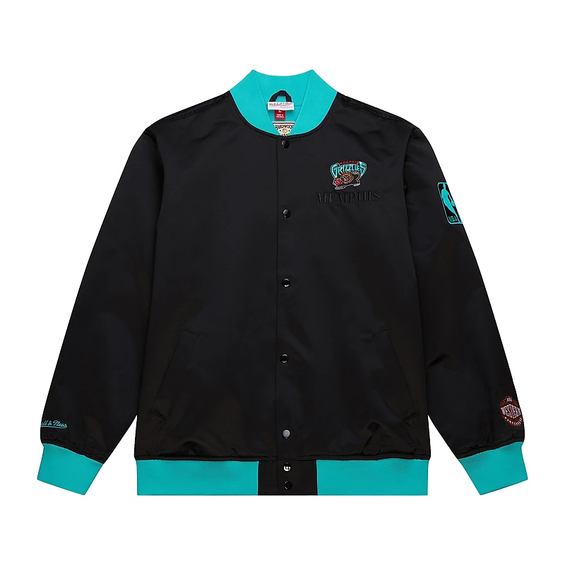 Men's Mitchell & Ness Black Memphis Grizzlies Hardwood Classics Team OG 3.0 Lightweight Satin Full-Snap Jacket