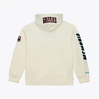 Men's Mitchell & Ness Cream Memphis Grizzlies Hardwood Classics Chainstitch Premium Fleece Hoodie