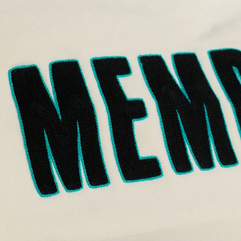 Men's Mitchell & Ness Cream Memphis Grizzlies Hardwood Classics Chainstitch Premium Fleece Hoodie
