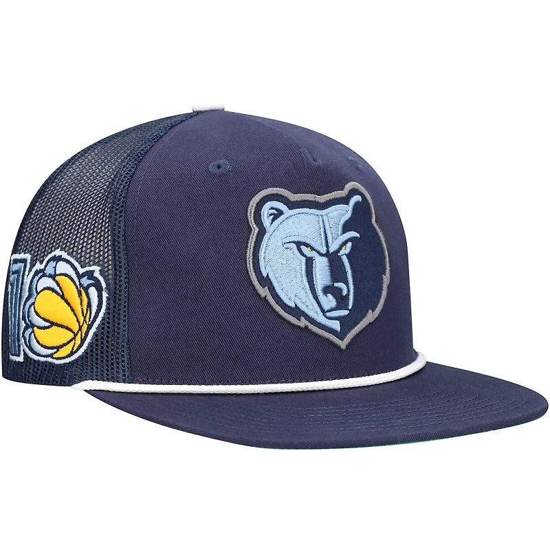 Casquette snapback Mitchell & Ness bleu marine Memphis Grizzlies Roper Trucker pour homme