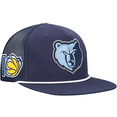 Casquette snapback Mitchell & Ness bleu marine Memphis Grizzlies Roper Trucker pour homme