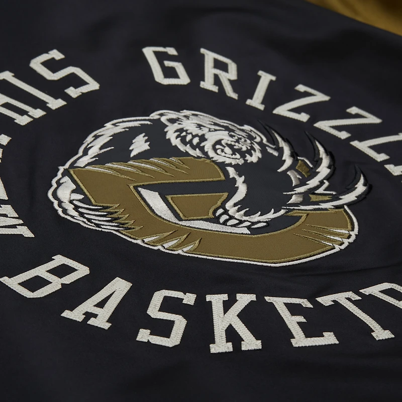 Veste Mitchell & Ness olive/noir Memphis Grizzlies Clutch Satin Raglan à boutons-pression pour homme