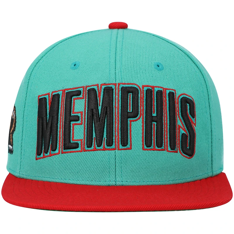 Casquette Snapback Memphis Grizzlies Hardwood Classics bleu sarcelle Mitchell & Ness pour homme
