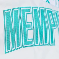 Veste Mitchell & Ness White Memphis Grizzlies Arctic légère en satin à boutons-pression pour homme