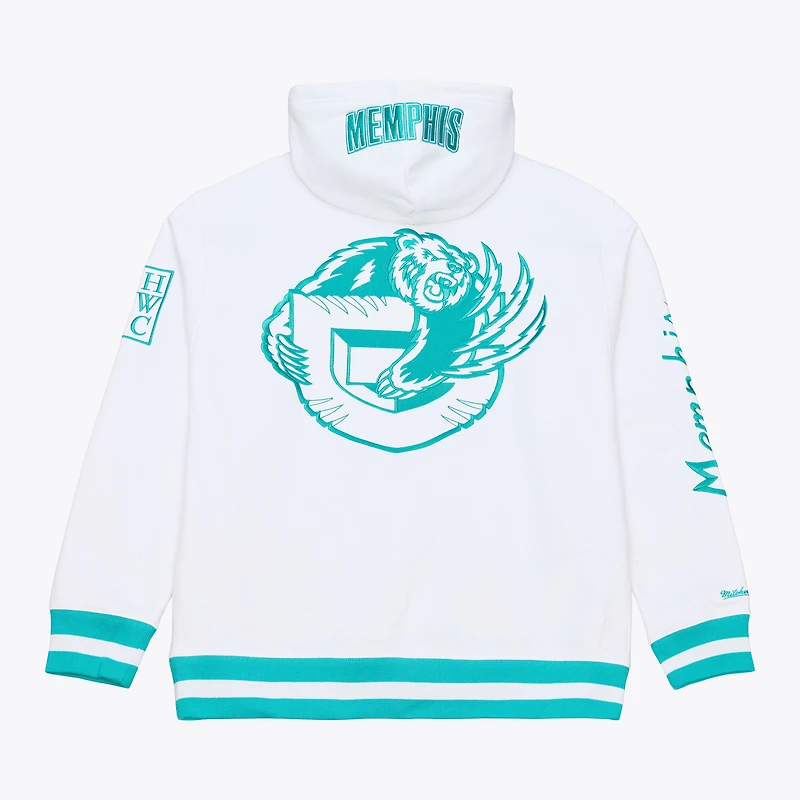 Sweat à capuche en polaire arctique Mitchell & Ness blanc Memphis Grizzlies pour homme