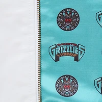 Veste en satin entièrement zippée pour homme Mitchell & Ness Memphis Grizzlies Hardwood Classics Nights Team Leader blanche
