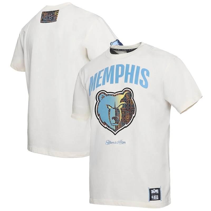 T-shirt premium NBA x Two Hype Cream pour homme de la collection Culture & Hoops des Memphis Grizzlies