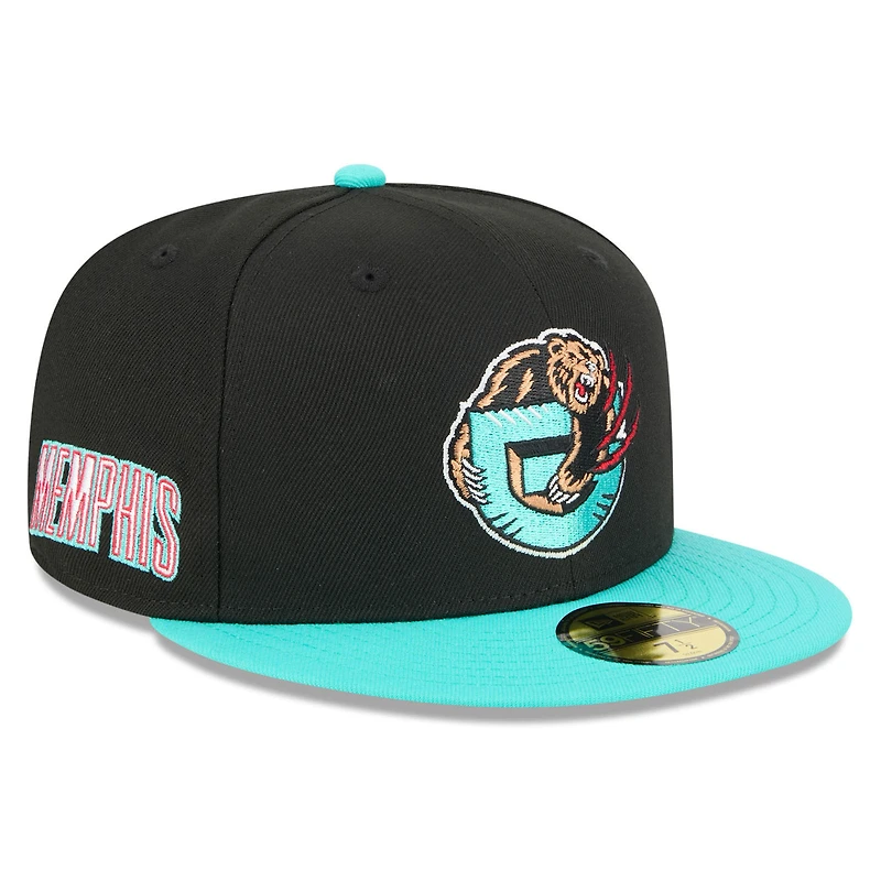 Casquette ajustée New Era 59FIFTY pour homme, noire et turquoise, Memphis Grizzlies, édition classique 2025/26