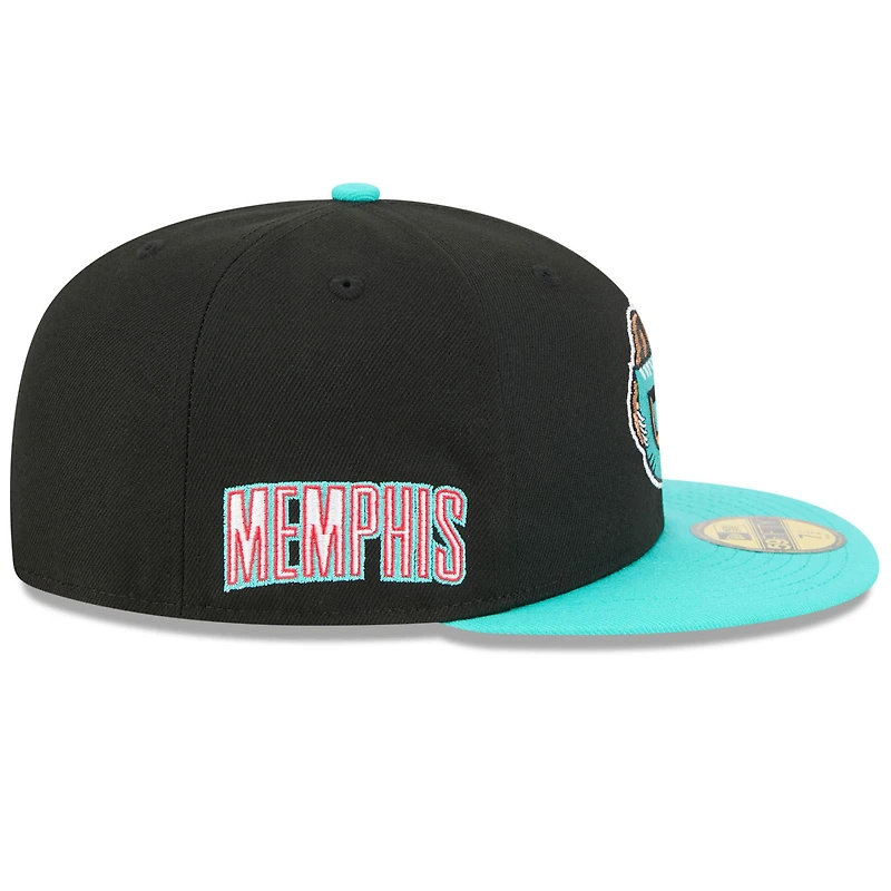 Men's New Era Black/Turquoise Memphis Grizzlies 2025/26 Classic Edition Jersey Hook 59FIFTY Fitted Hat