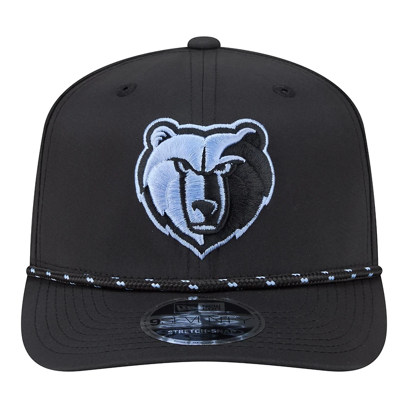 Men's New Era Black Memphis Grizzlies Sport Rope Vented Stretch-Snap 9SEVENTY Hat