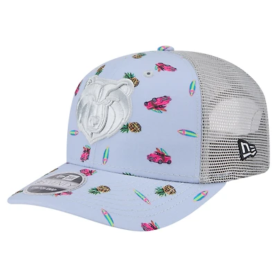 Casquette extensible à boutons-pression New Era bleu clair/gris Memphis Grizzlies Adventure Aloha Pattern 9SEVENTY pour homme