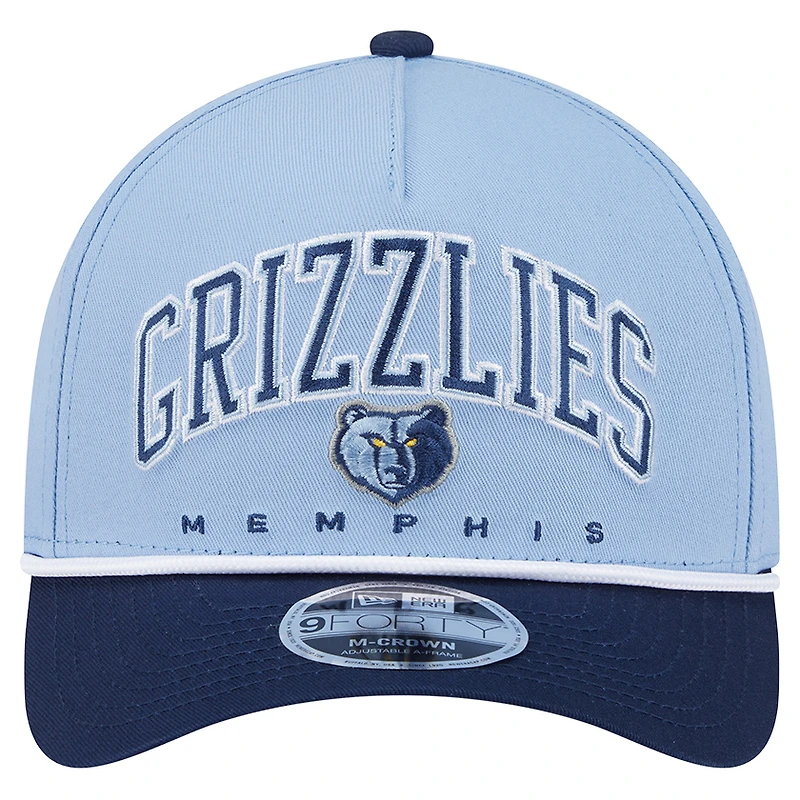 Casquette ajustable New Era bleu clair Memphis Grizzlies Bold Arch 9FORTY A-Frame M-Crown pour homme