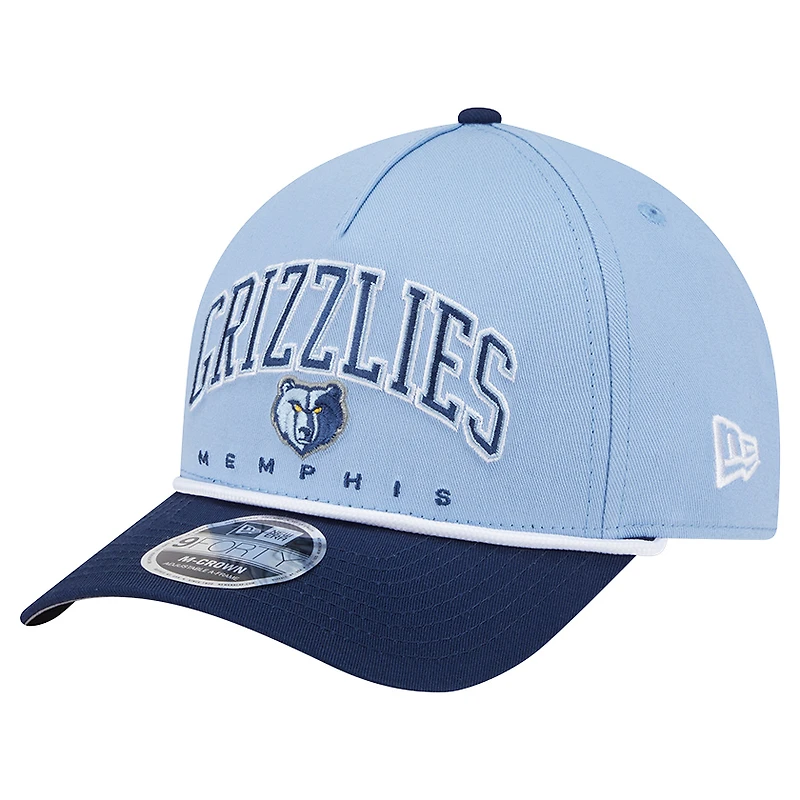 Casquette ajustable New Era bleu clair Memphis Grizzlies Bold Arch COOLERA 9FORTY A-Frame M-Crown pour homme