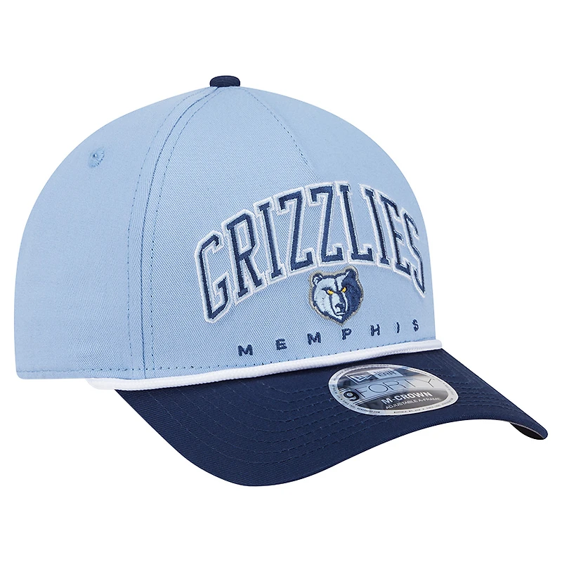 Men's New Era Light Blue Memphis Grizzlies Bold Arch COOLERA 9FORTY A-Frame M-Crown Adjustable Hat