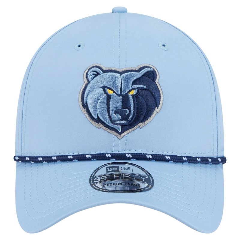 Men's New Era Light Blue Memphis Grizzlies Featherweight Poly Rope Flex 39Thirty Hat
