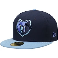 Casquette ajustée New Era pour homme bleu marine/bleu clair Memphis Grizzlies couleur 2Tone 59FIFTY