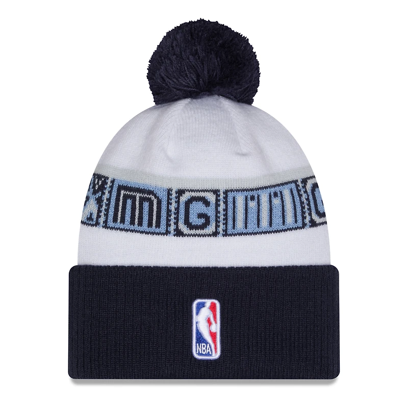 Men's New Era Navy/White Memphis Grizzlies 2025/26 City Edition Cuffed Knit Hat with Pom