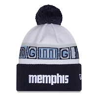 Bonnet à revers New Era bleu marine et blanc Memphis Grizzlies édition City 2025/26 pour homme, avec pompon