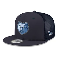 Casquette snapback New Era 9FIFTY pour homme, bleu marine, logo Memphis Grizzlies Core, maille.