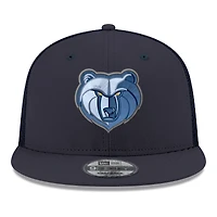 Casquette snapback New Era 9FIFTY pour homme, bleu marine, logo Memphis Grizzlies Core, maille.