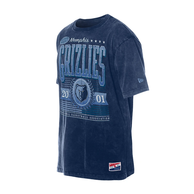 Men's New Era Navy Memphis Grizzlies Oversized Throwback Collection Mineral Wash T-Shirt