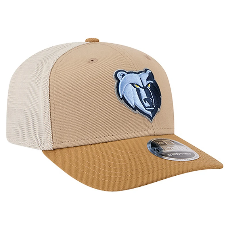 Men's New Era Tan/Light Brown Memphis Grizzlies Two-Tone 9SEVENTY Adjustable Trucker Hat
