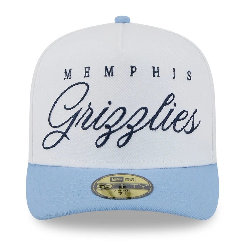 Casquette ajustée New Era 59FIFTY blanche/bleu clair pour homme, Memphis Grizzlies, NBA Draft 2025