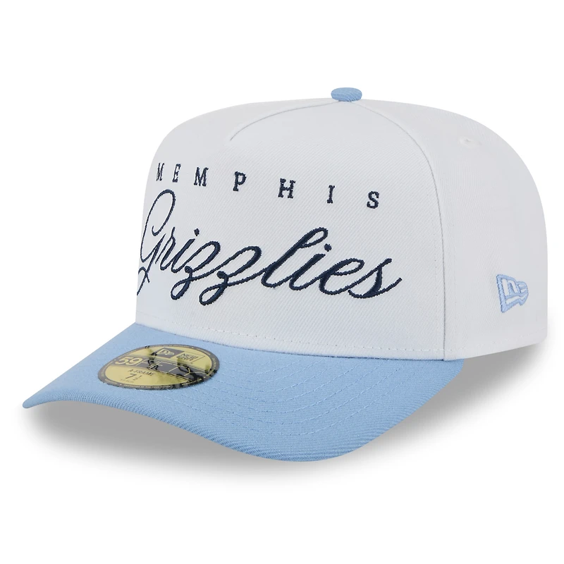 Casquette ajustée New Era 59FIFTY blanche/bleu clair pour homme, Memphis Grizzlies, NBA Draft 2025