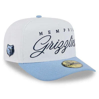 Casquette ajustée New Era 59FIFTY blanche/bleu clair pour homme, Memphis Grizzlies, NBA Draft 2025