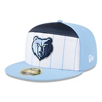 Casquette ajustée New Era 59FIFTY Memphis Grizzlies 2025 NBA Tip Off Split Panel pour homme, blanche et bleu clair
