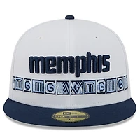 Casquette ajustée New Era 59FIFTY pour homme, blanche et marine, Memphis Grizzlies, édition City 2025/26