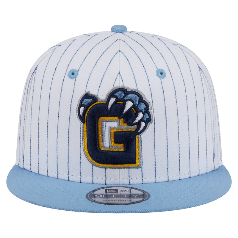 Casquette snapback Deceptor 9FIFTY blanche à rayures fines pour homme des Memphis Grizzlies de New Era