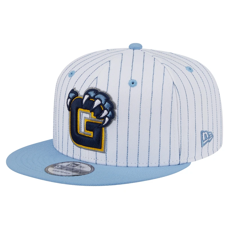 Casquette snapback Deceptor 9FIFTY blanche à rayures fines pour homme des Memphis Grizzlies de New Era