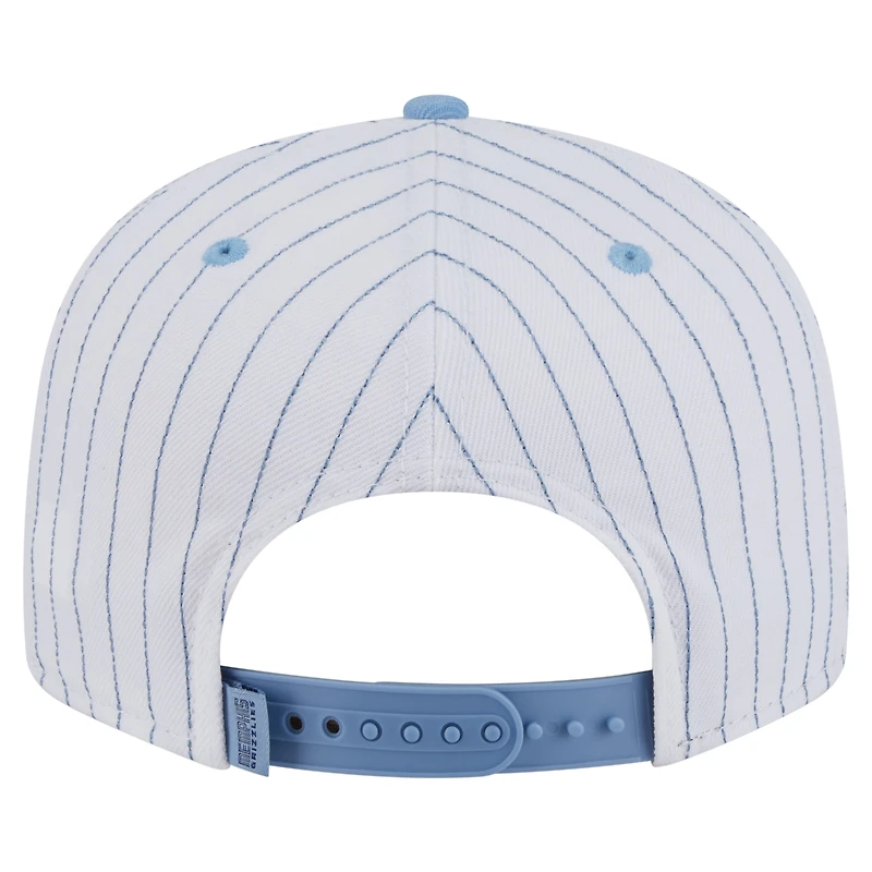 Casquette snapback Deceptor 9FIFTY blanche à rayures fines pour homme des Memphis Grizzlies de New Era