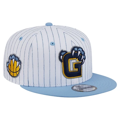 Casquette snapback Deceptor 9FIFTY blanche à rayures fines pour homme des Memphis Grizzlies de New Era