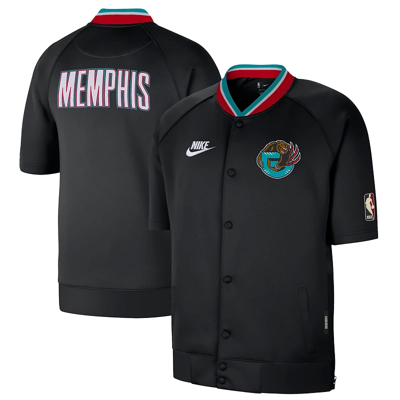 Veste Nike Memphis Grizzlies Classic Edition Hardwood Classics Authentic pour homme, noire, fermeture à boutons-pression.