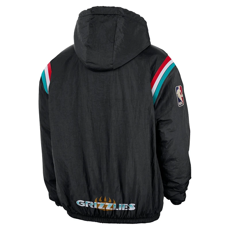 Men's Nike Black Memphis Grizzlies Hardwood Classics Therma-FIT Half-Zip Hooded Windbreaker